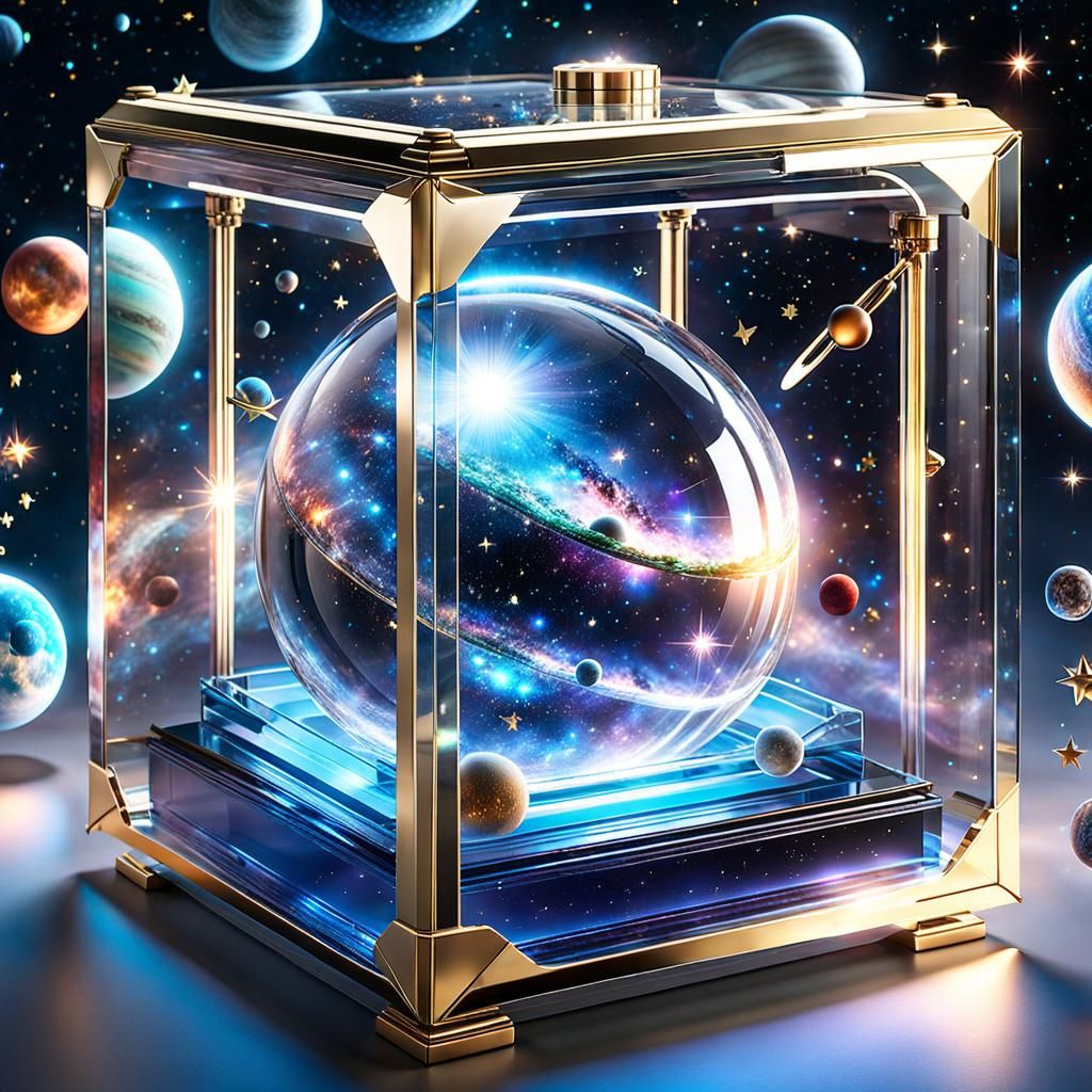 Pocket Galaxy in Glass Box: Digital Illustration