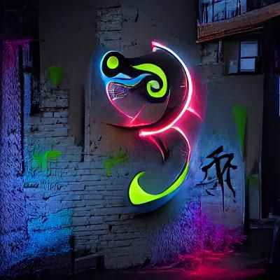 Glowing Neon Graffiti Ying Yang Symbol in 8K