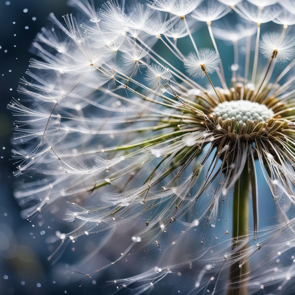 Dandelion Seed Macro with Fairy in Photorealistic Style