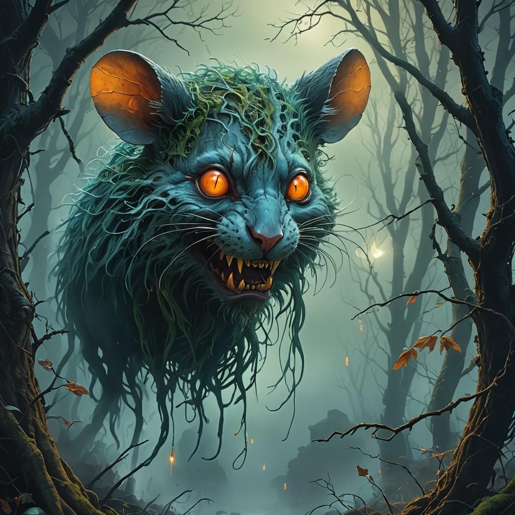 Eerie Mouse Ghost Face in Mystical Atmosphere