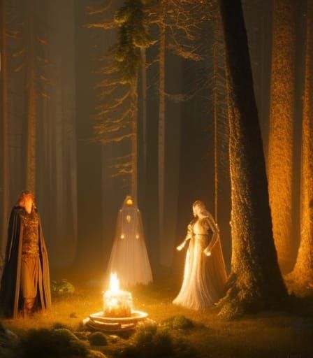 Scandinavian Trolls and Princess Pencil Sketch