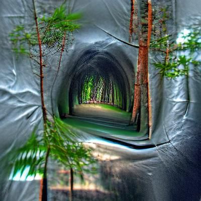 Mysterious Tunnel Entrance in Dense Forest