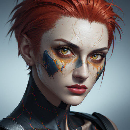 Vibrant Close-Up Portrait in Digital Art