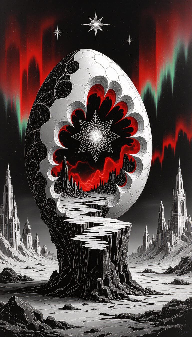 Astral Qlipothic Husk-World in Gothic Biopunk Style