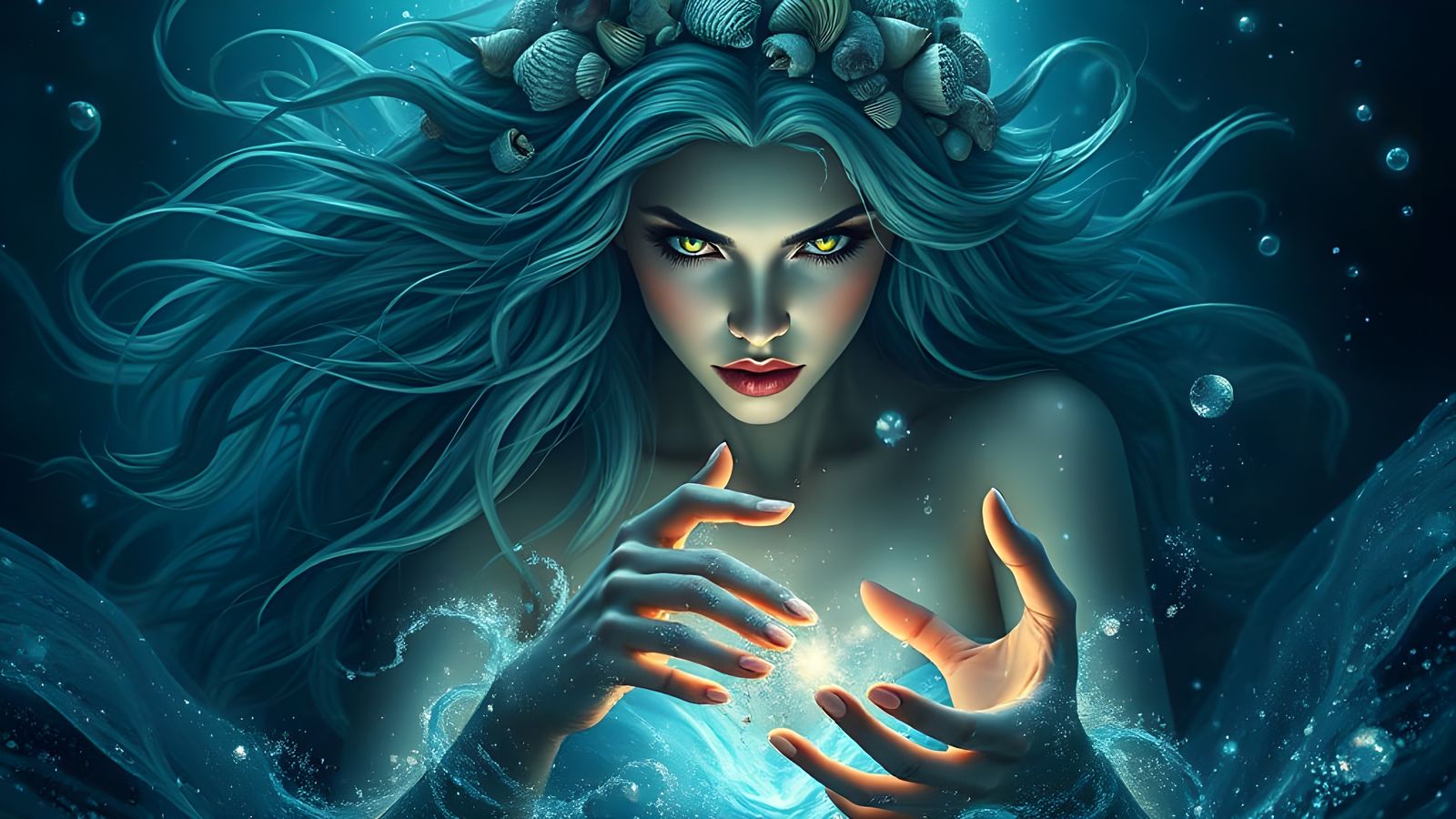 Mystical Sea Witch in Ethereal Oceanic Realm