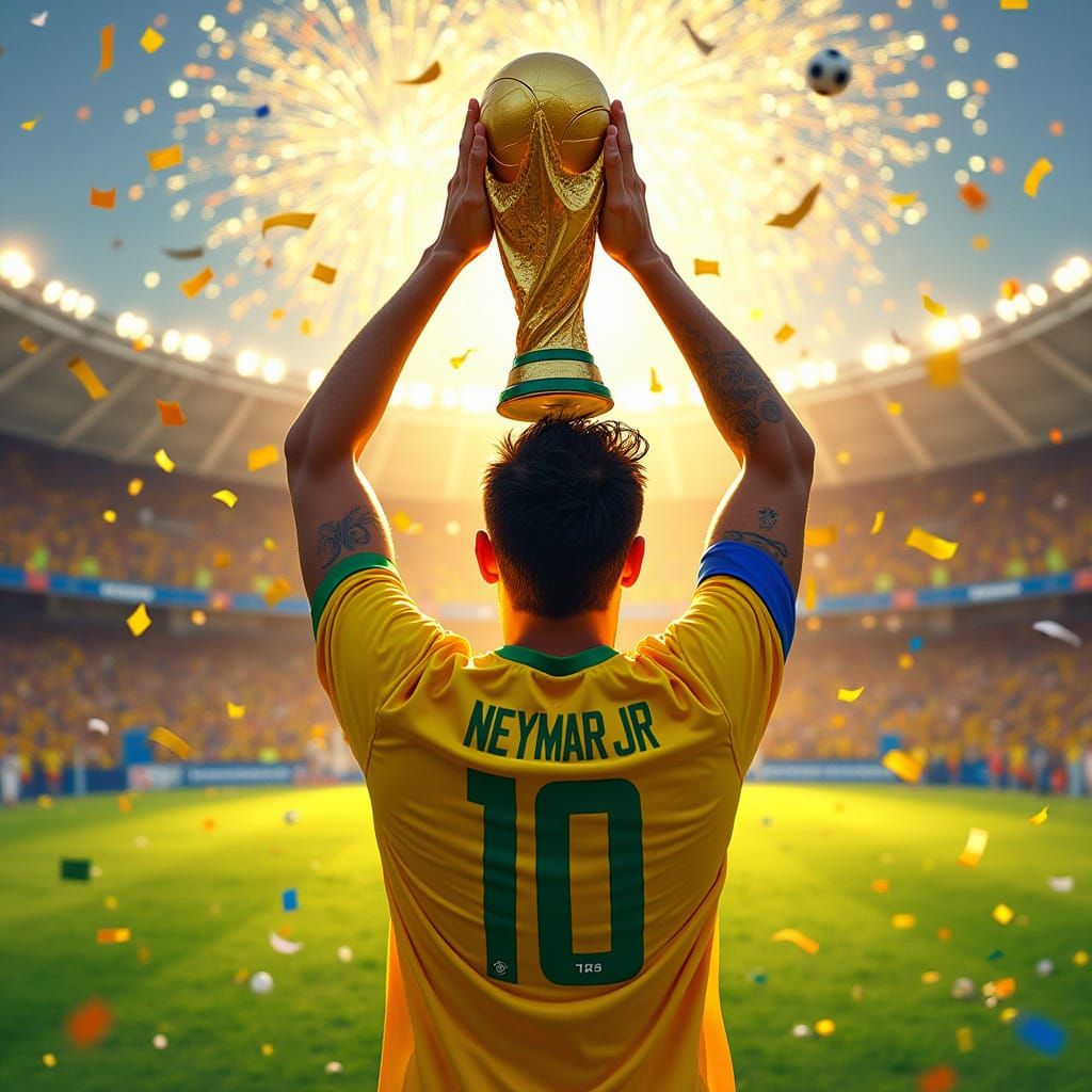 Brazilian Soccer Star Triumphs in Vibrant World Cup Celebrat...