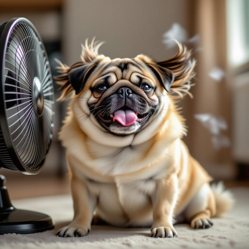 Delightful Pug Enjoying a Windy Breeze