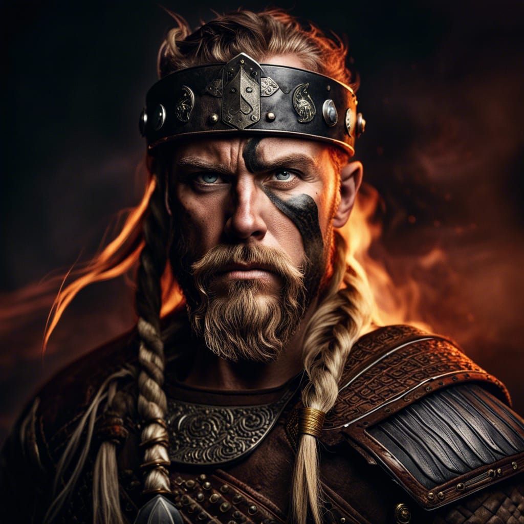 Fierce Viking Warrior Portrait Ready for Battle