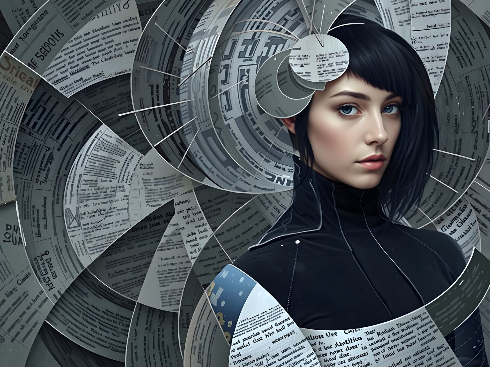 Portrait Sculpture in Mixed Media Collage