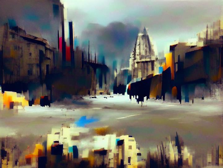 Abstract Cityscape: Matte Painting of Winter Street