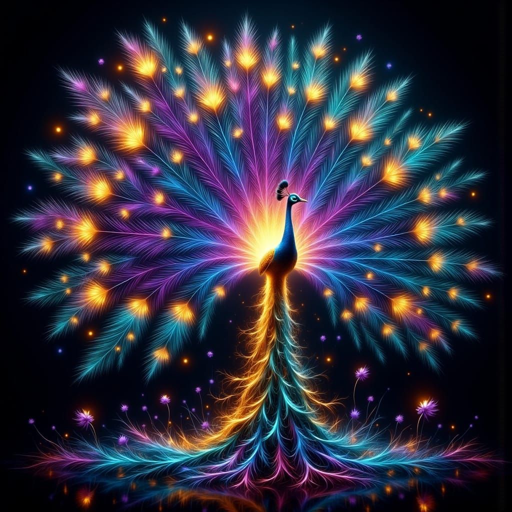 Whimsical Peacock in Vibrant Colors