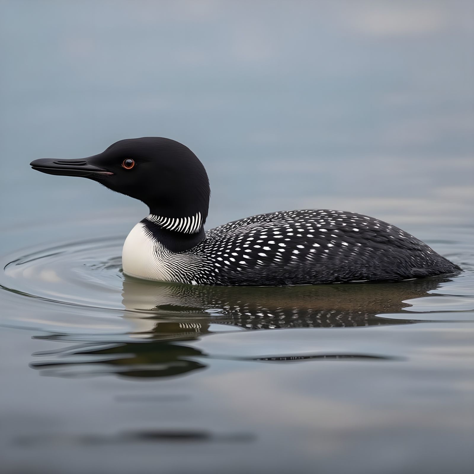 Majestic Common Loon in Serene Lake Setting