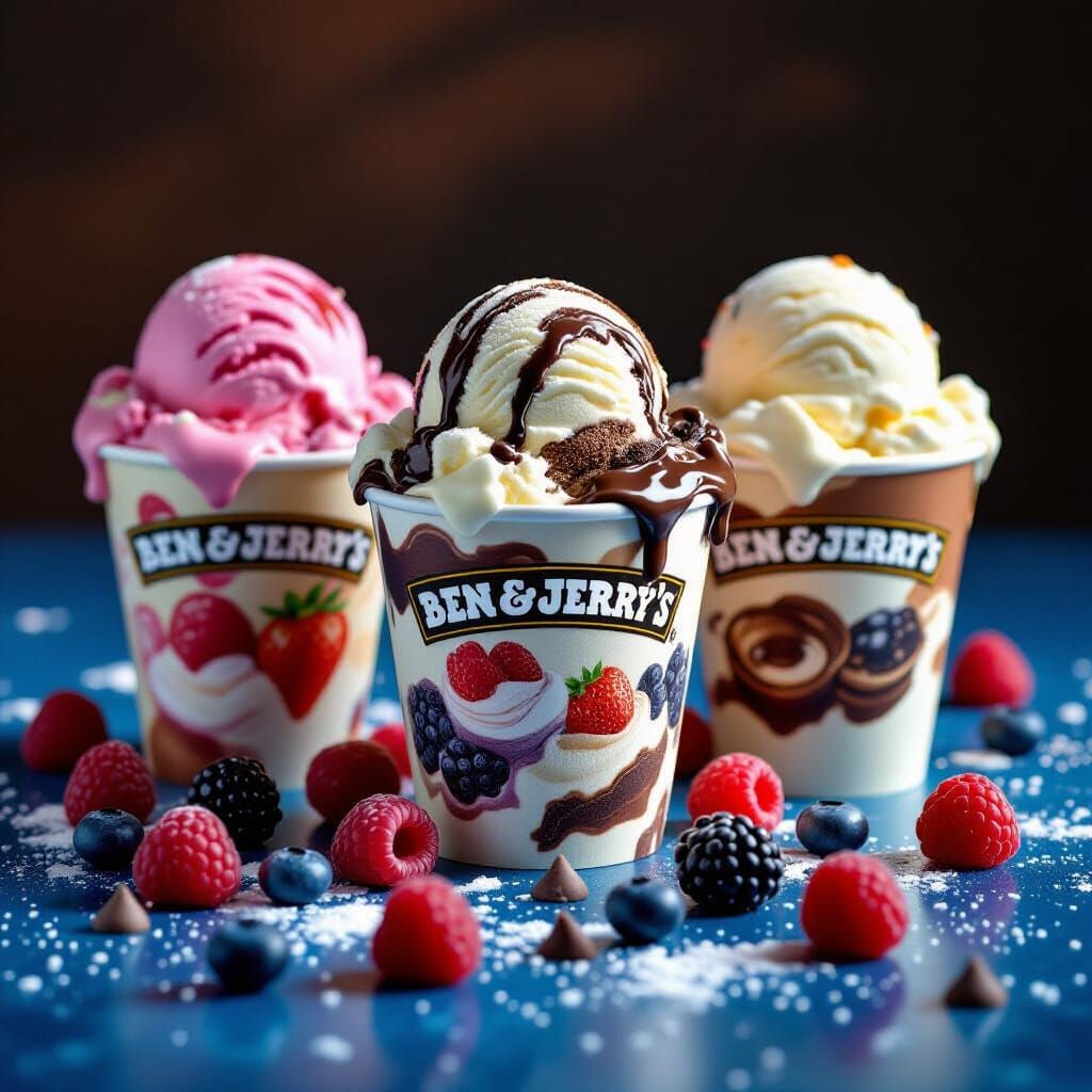 Hyper-Realistic Ice Cream Still Life with Berries