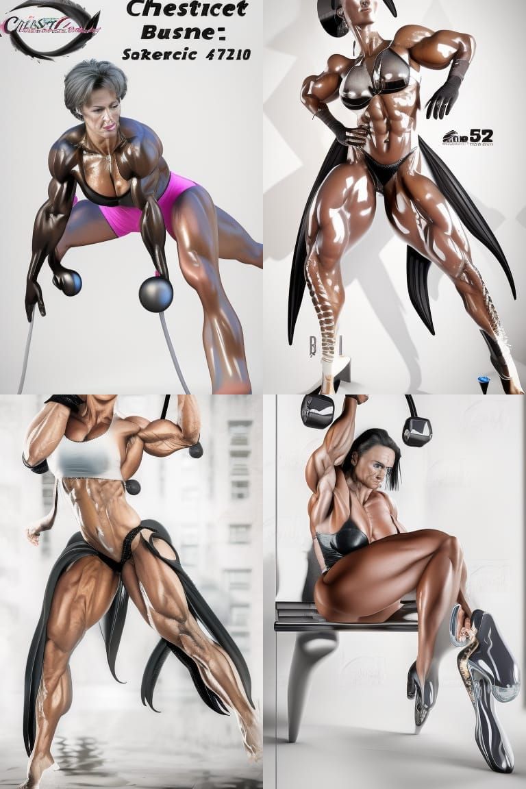 Female Muscle Competitor Posing in Black Bikini