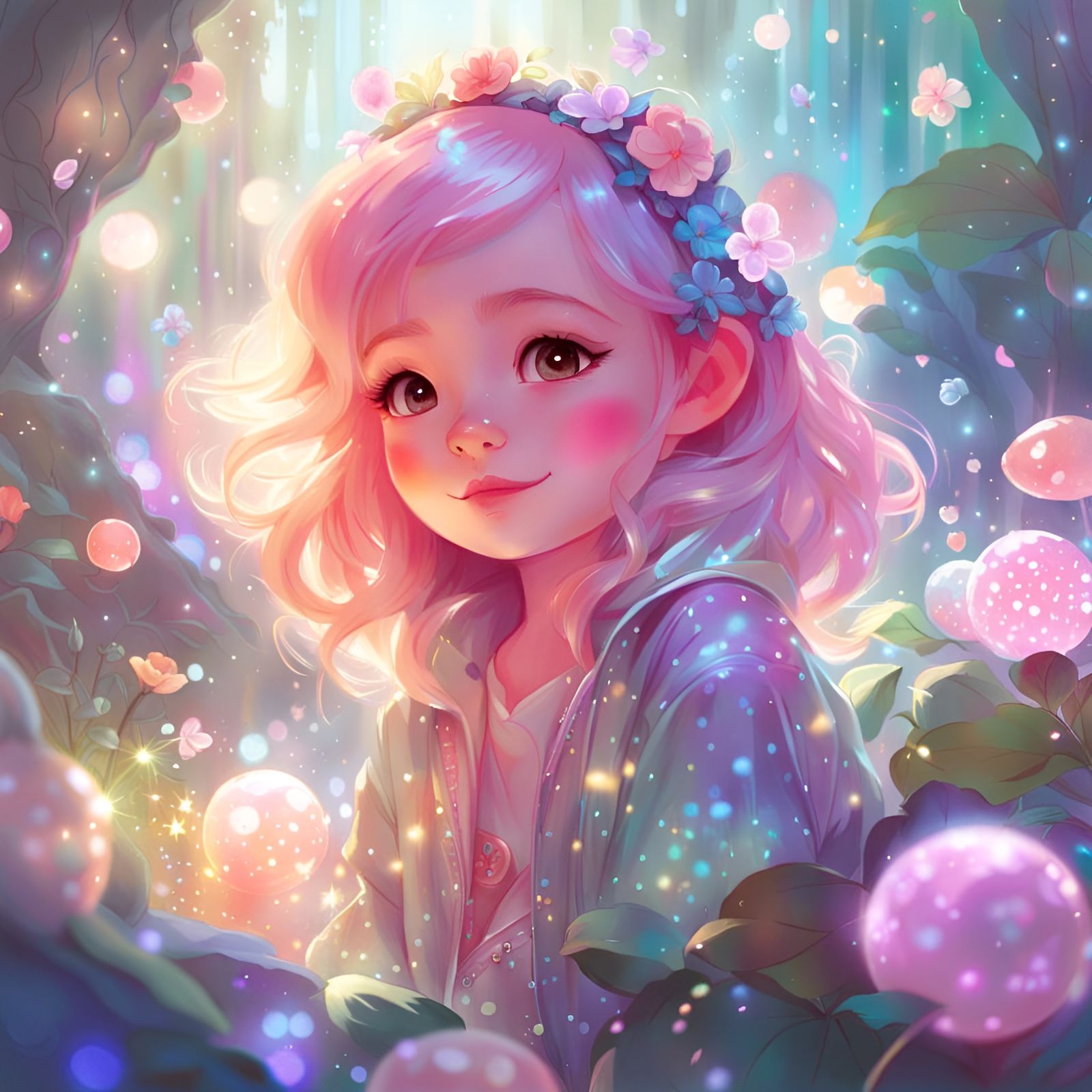 Chibi Character in Sparkling Fantasy Artwork