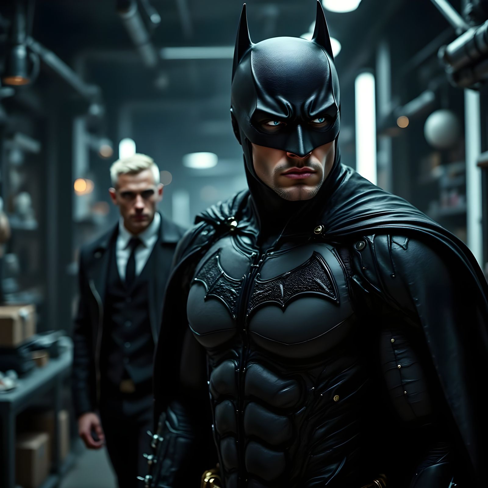 Batman in the Shadows, Flanked by Trusty Butler Alfred