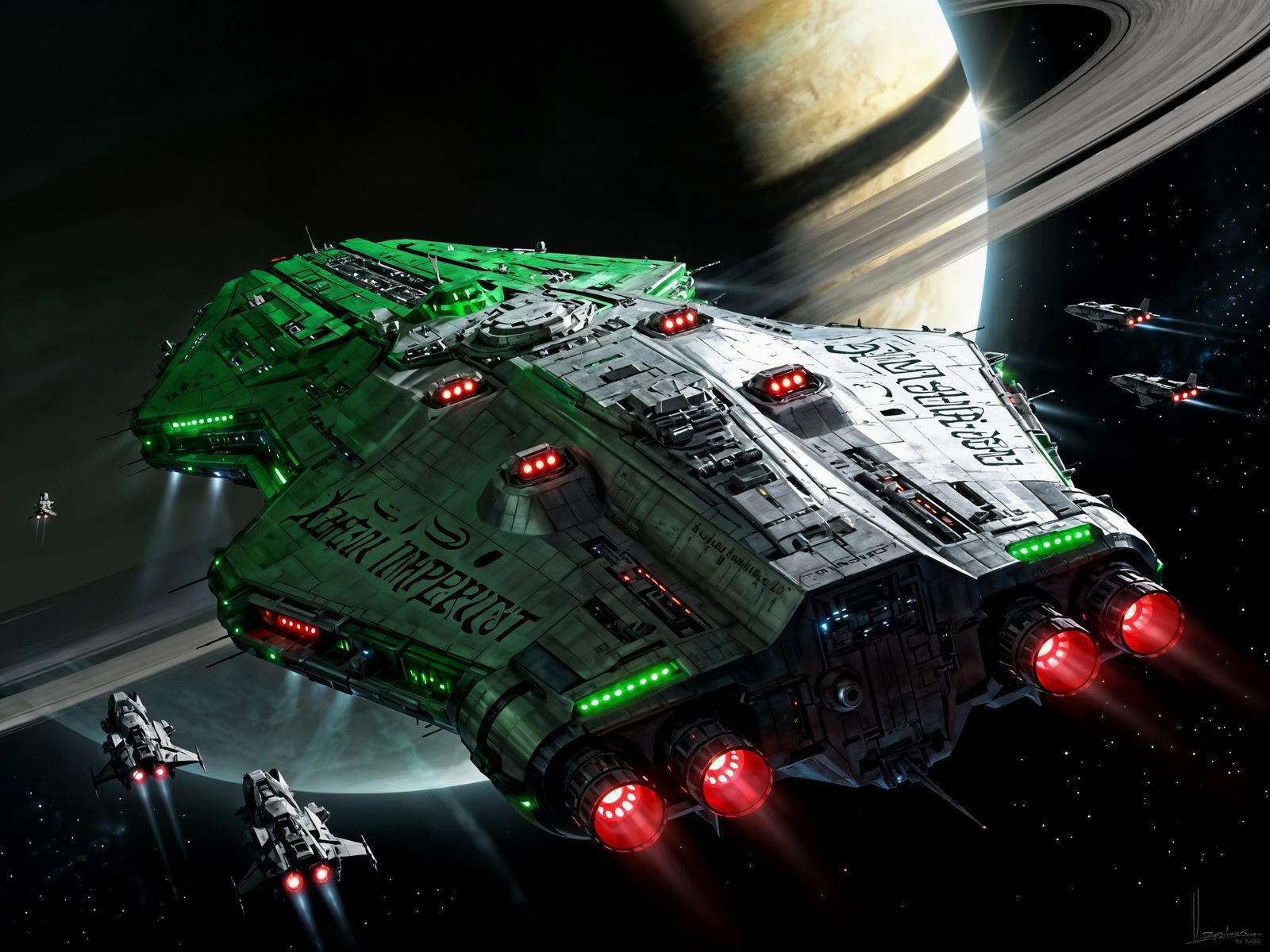 Xantarian Imperium Dreadnaught Near Binary Stars