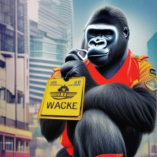 Gorilla Traffic Warden on Busy City Avenue