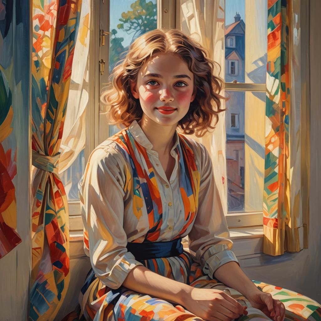 Enigmatic Girl: A Fauvist Portrait in Vivid Colors