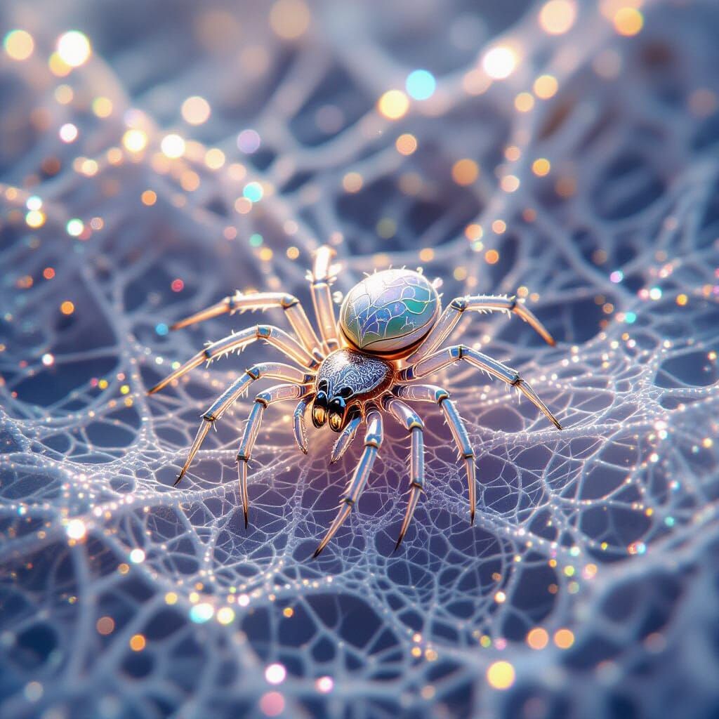 Luminous Spiderweb Lace: 3D Anime Art