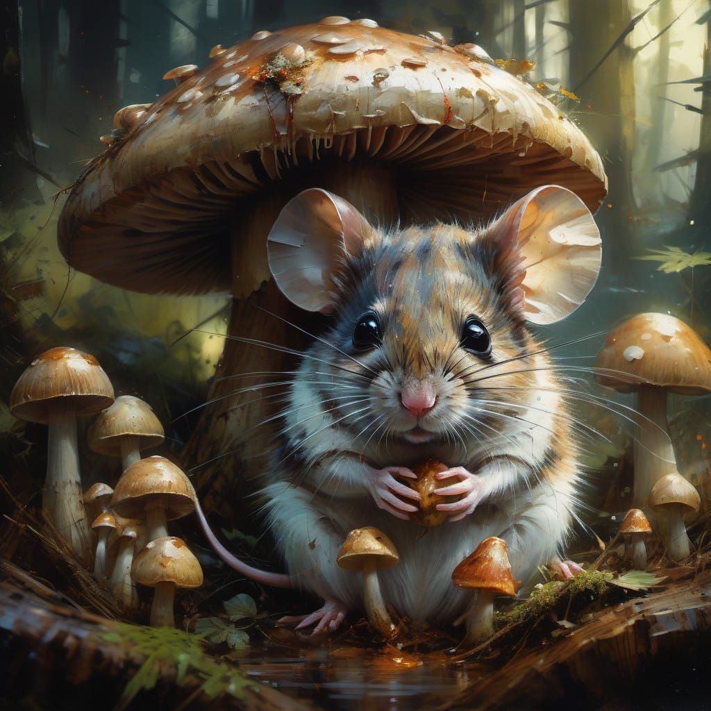 Whimsical Baby Mouse in Forest Wonderland