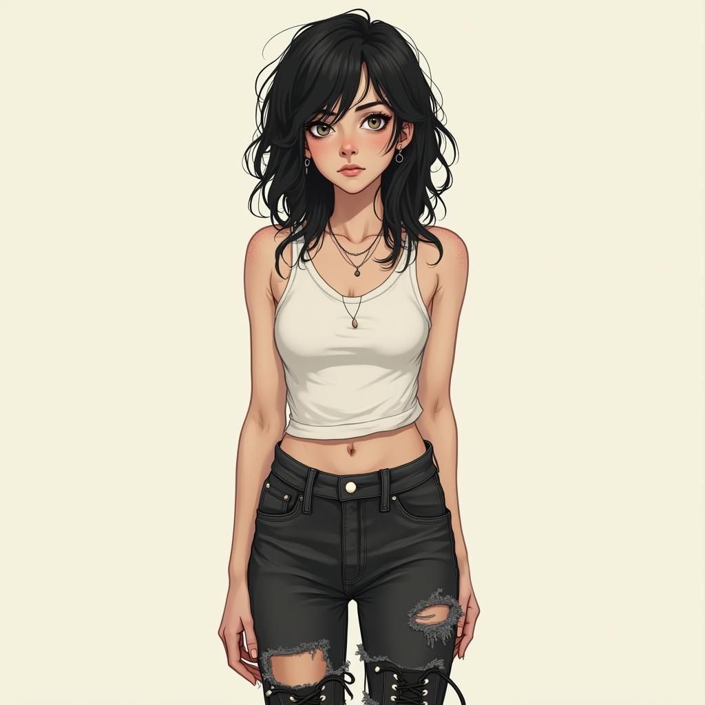 Confident Youthful Woman in Stylized Realistic Portrait