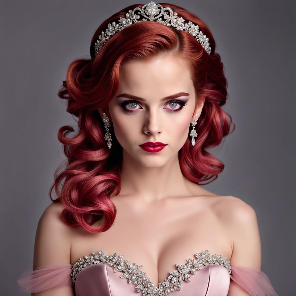 Elegant Woman in Pink Gown, Graffiti Art Style