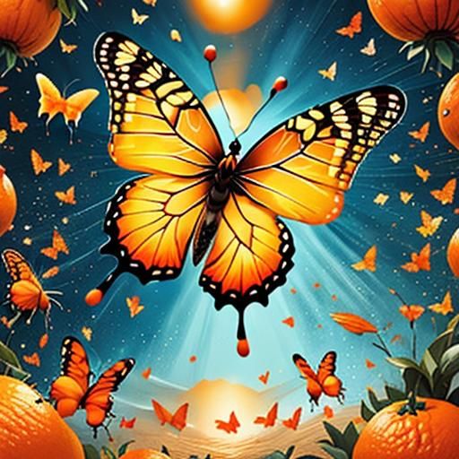 Elf in Orange Grove with Butterflies