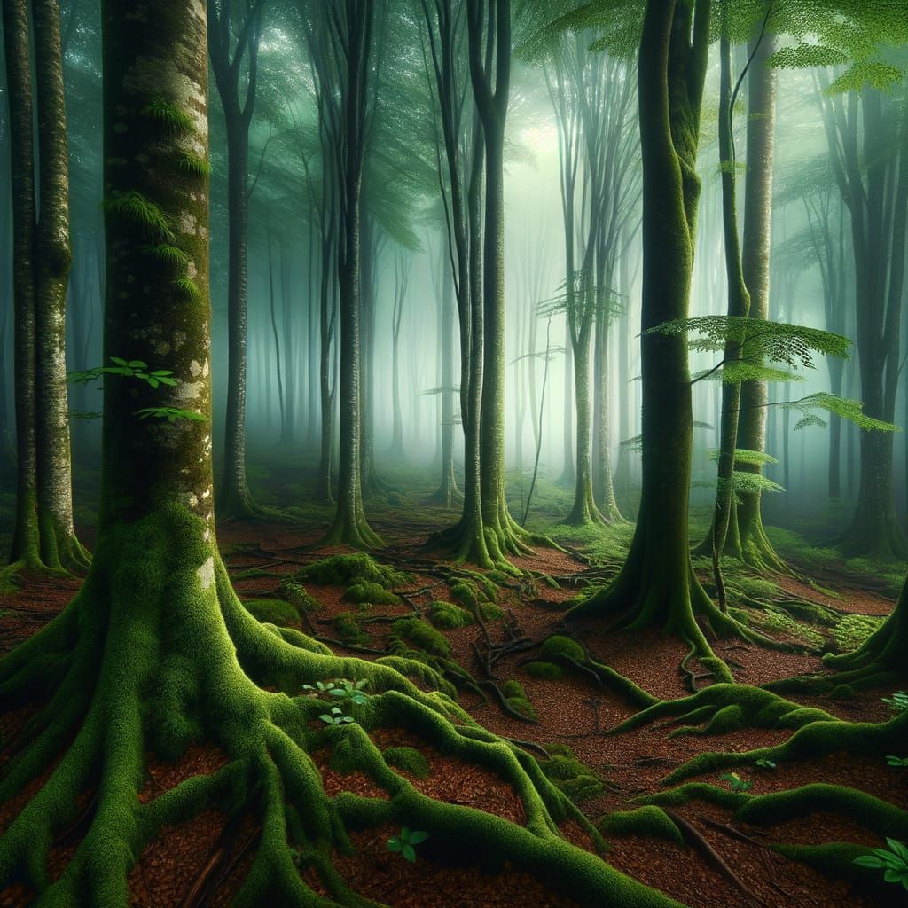 Ethereal Forest in Luminescent Fog