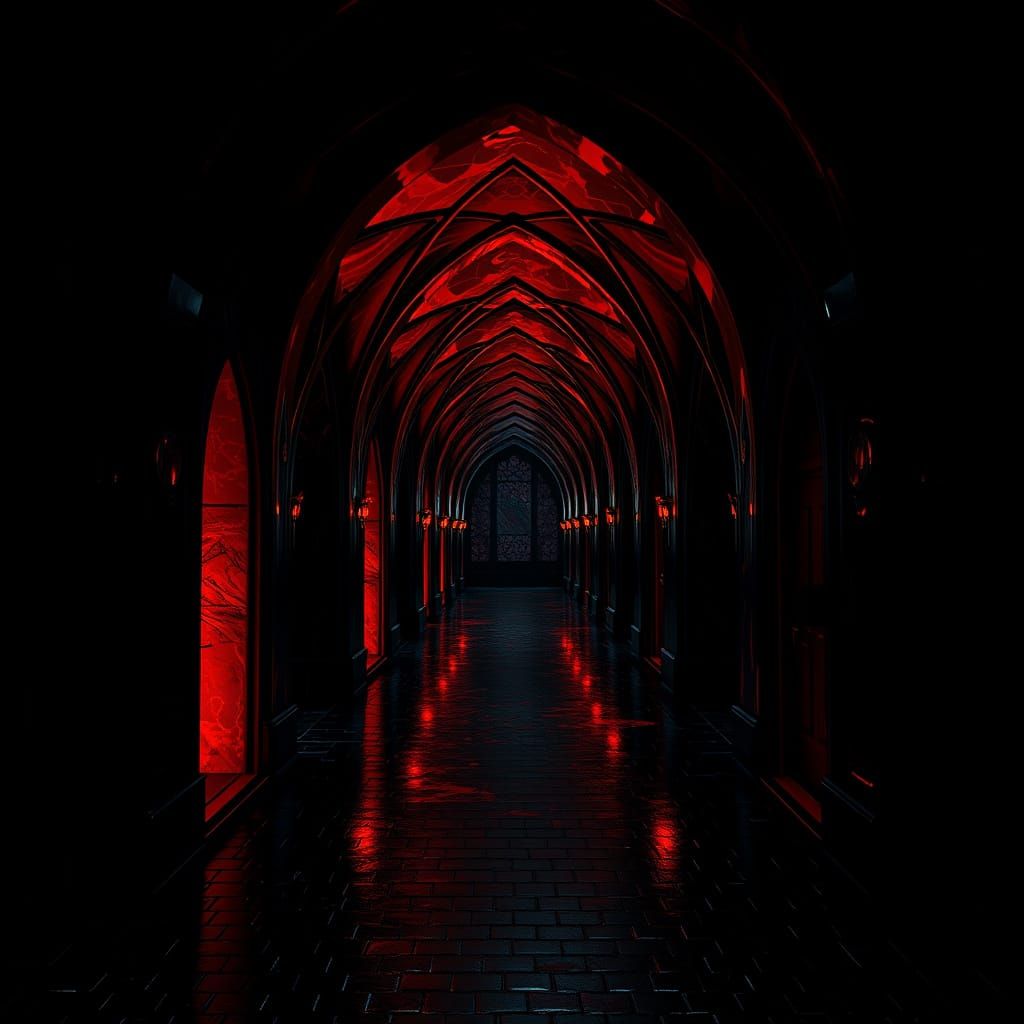 Gothic Castle Corridor in Dark Romanticism Style