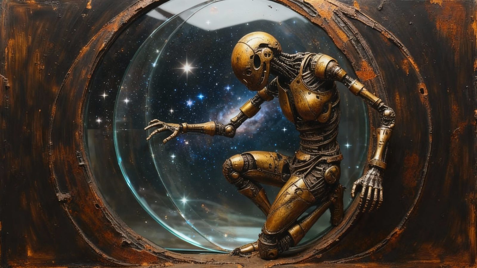 Trash-Punk Cyborg Escapes Spaceship Hallway