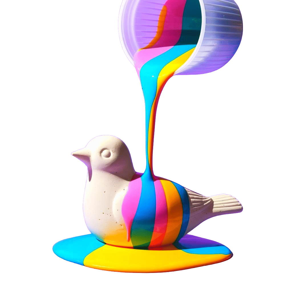 Vibrant Colors Flow from a Bird in Dynamic Acrylic Pouring A...