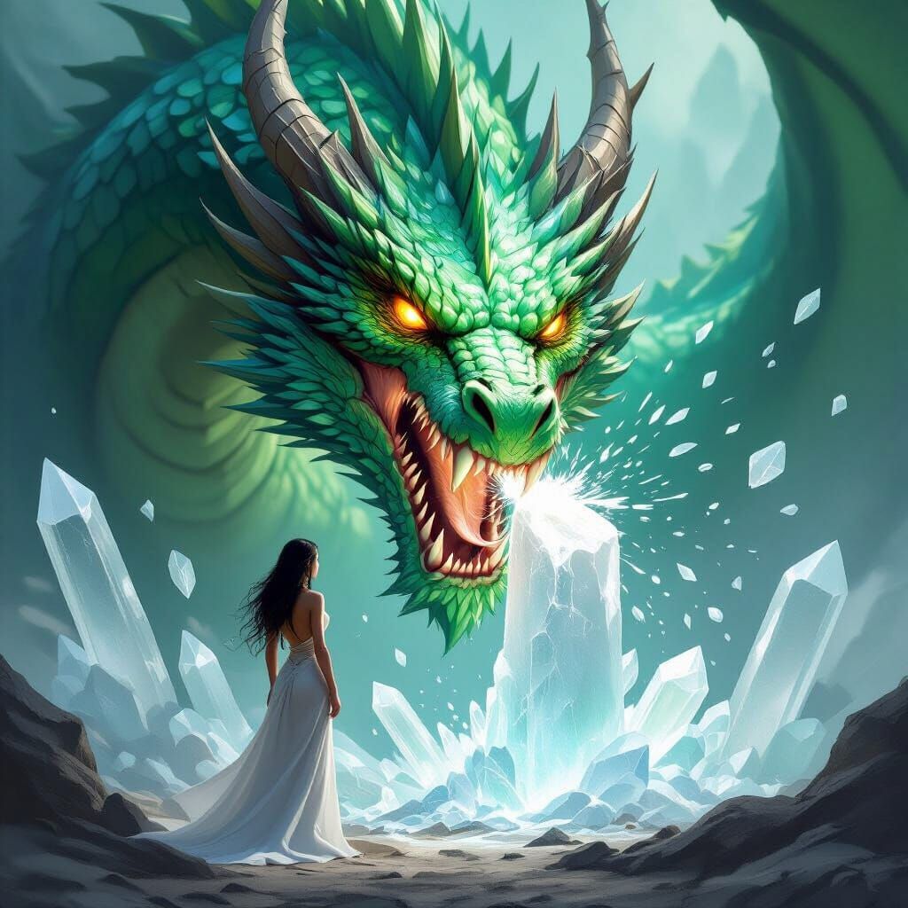 Iridescent Dragon Biting Selenite Pillar