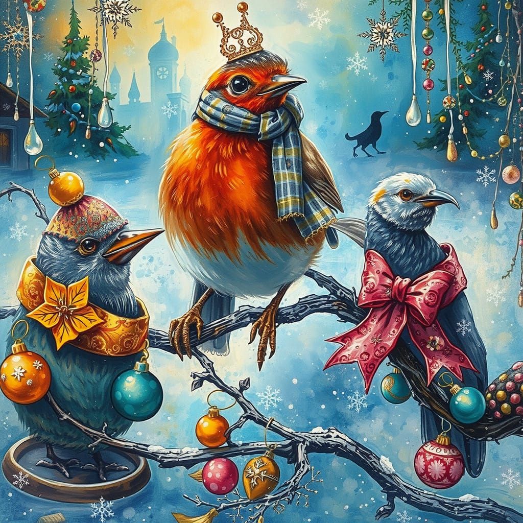 Magical Robin in Vibrant Christmas Wonderland
