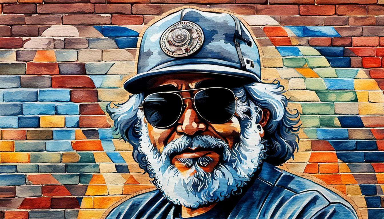 Jerry Garcia Pop Art Watercolor Portrait in San Francisco