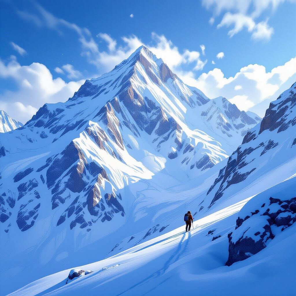 Hyperrealistic Mountain Expedition Concept Art