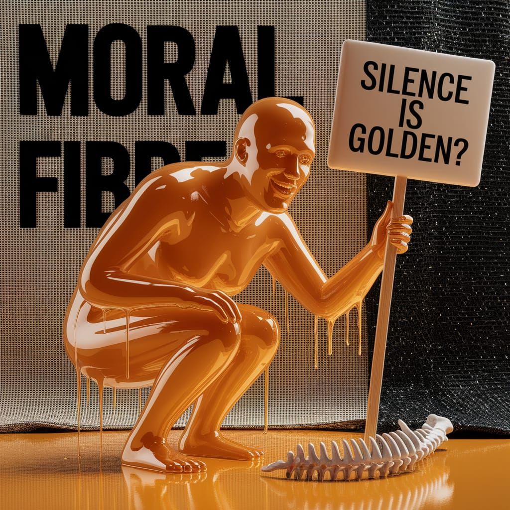 Surreal Jello Figure With 'Silence' Sign