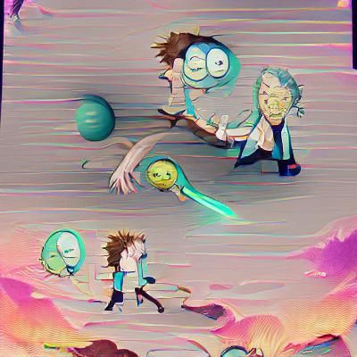 Rick and Morty in Abstract Colorful Art