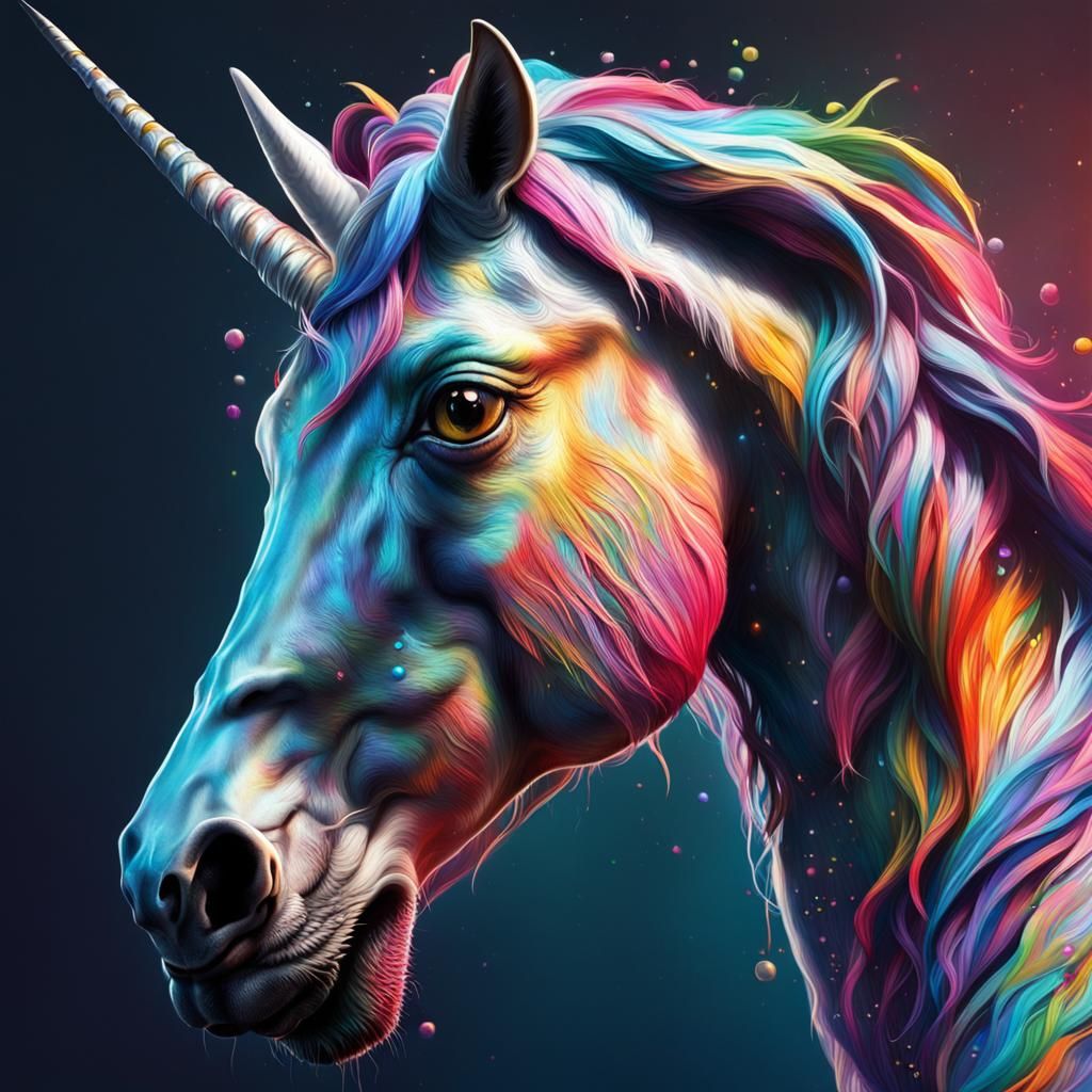 Hyperrealistic Unicorn in Splash Art Style