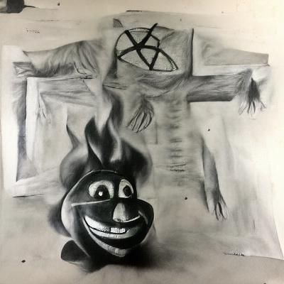 the Anti-Christ charcoal drawing