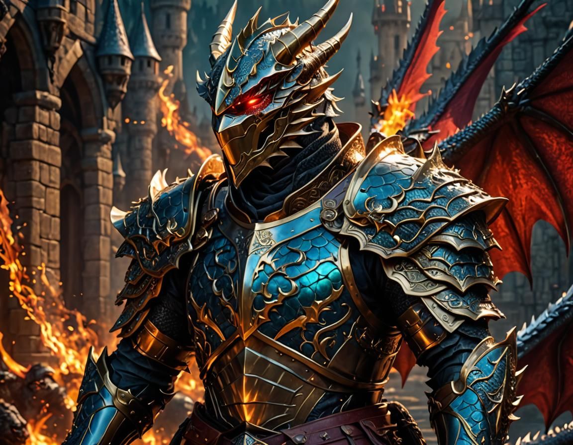 Dynamic Dragon Knight in Intricate Armor