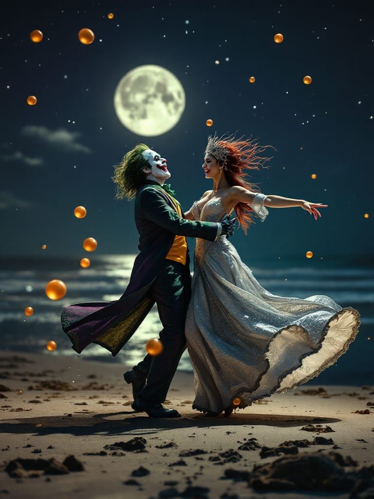 Joker and Queen Dance in Moonlight Harmony