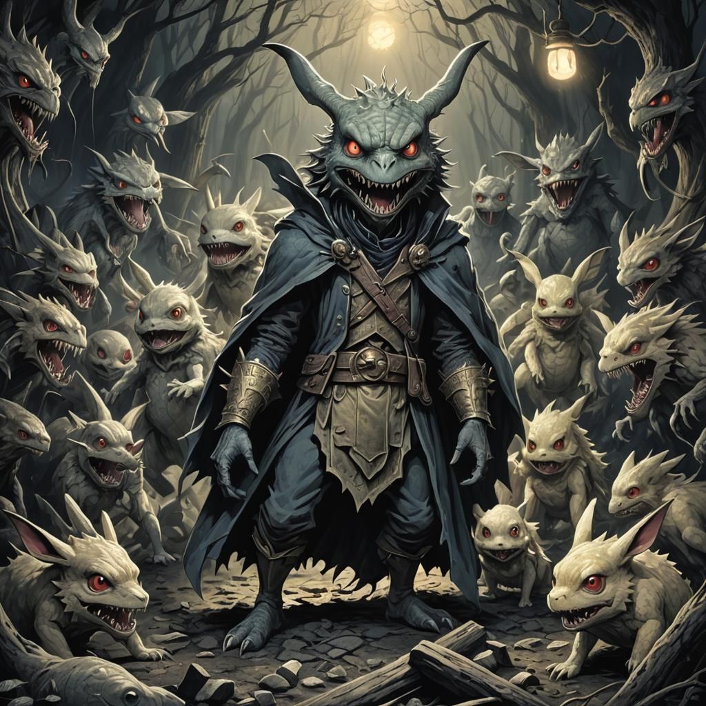 Eerie Pokémon in Haunting Gothic Horror Style