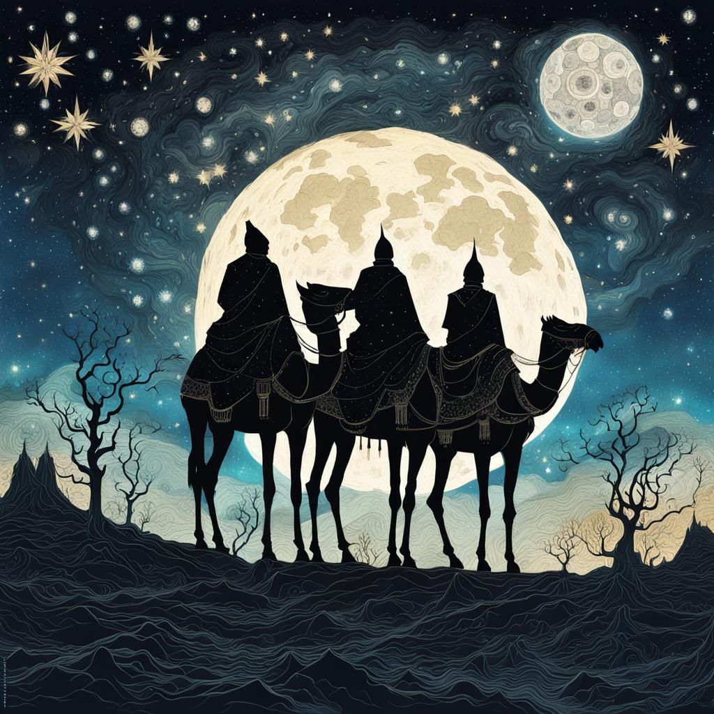 Three Wise Men's Starry Night Journey