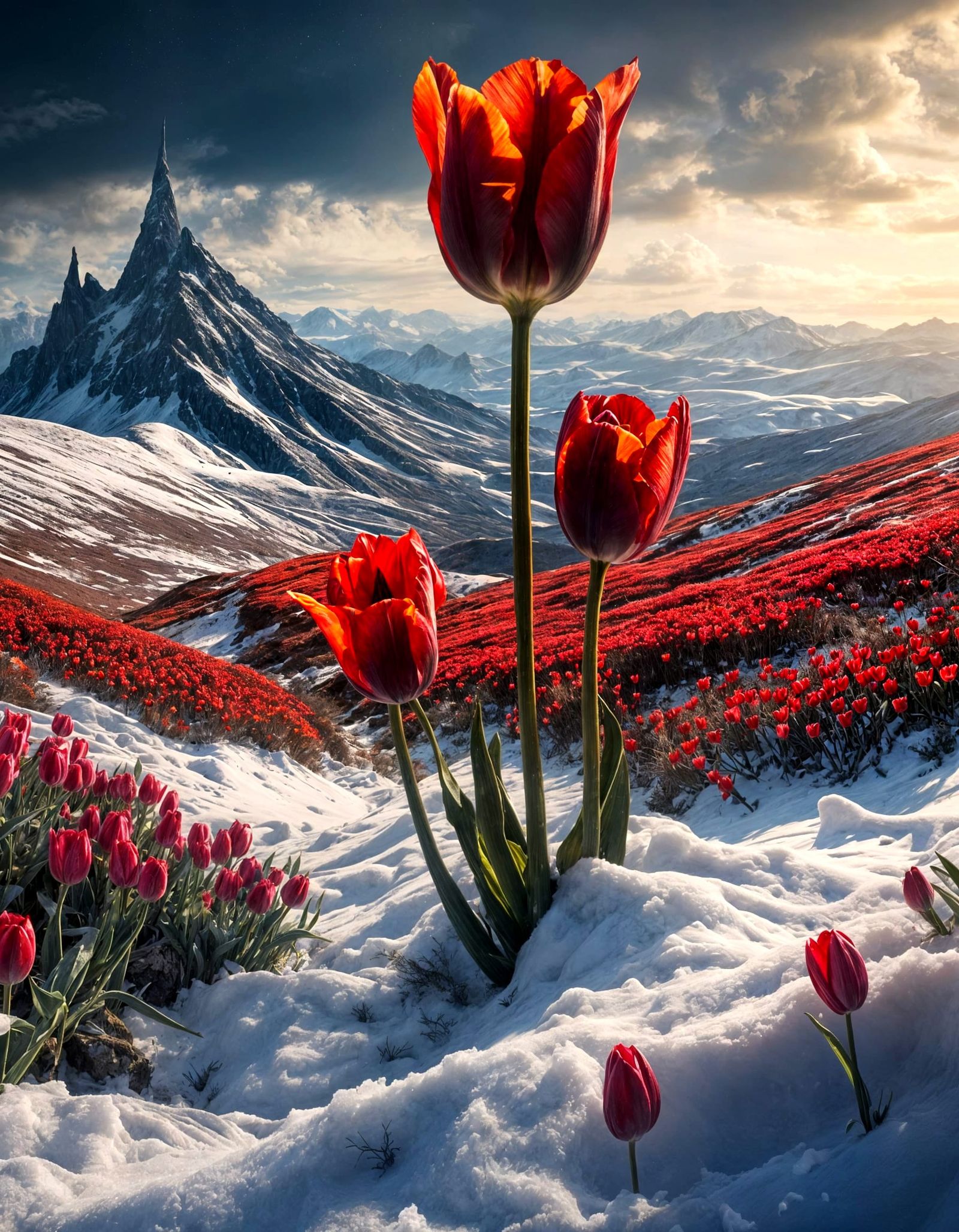 Blood tulip , spring blossoms 