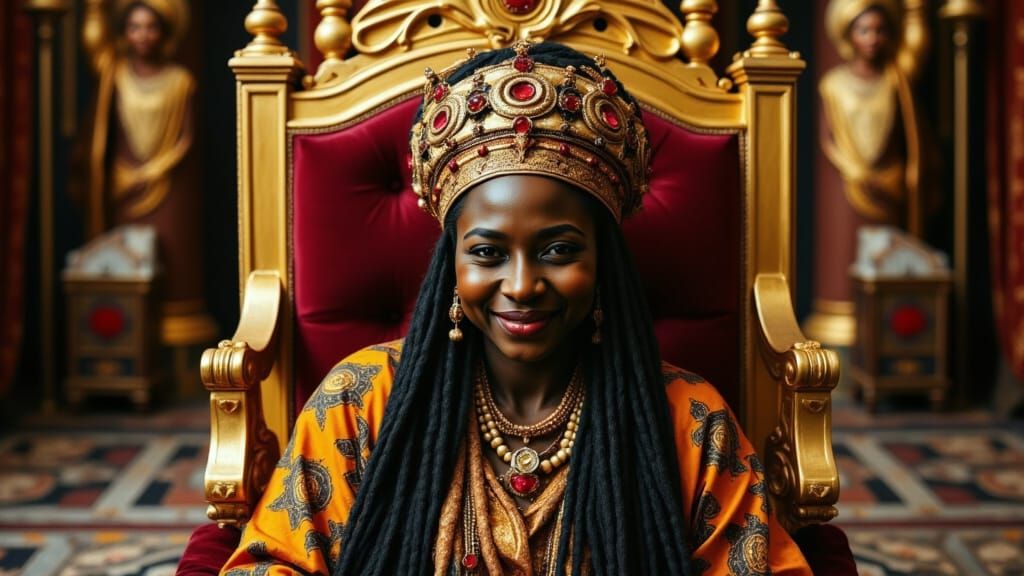 Surreal Nubian Queen in Golden Opulence