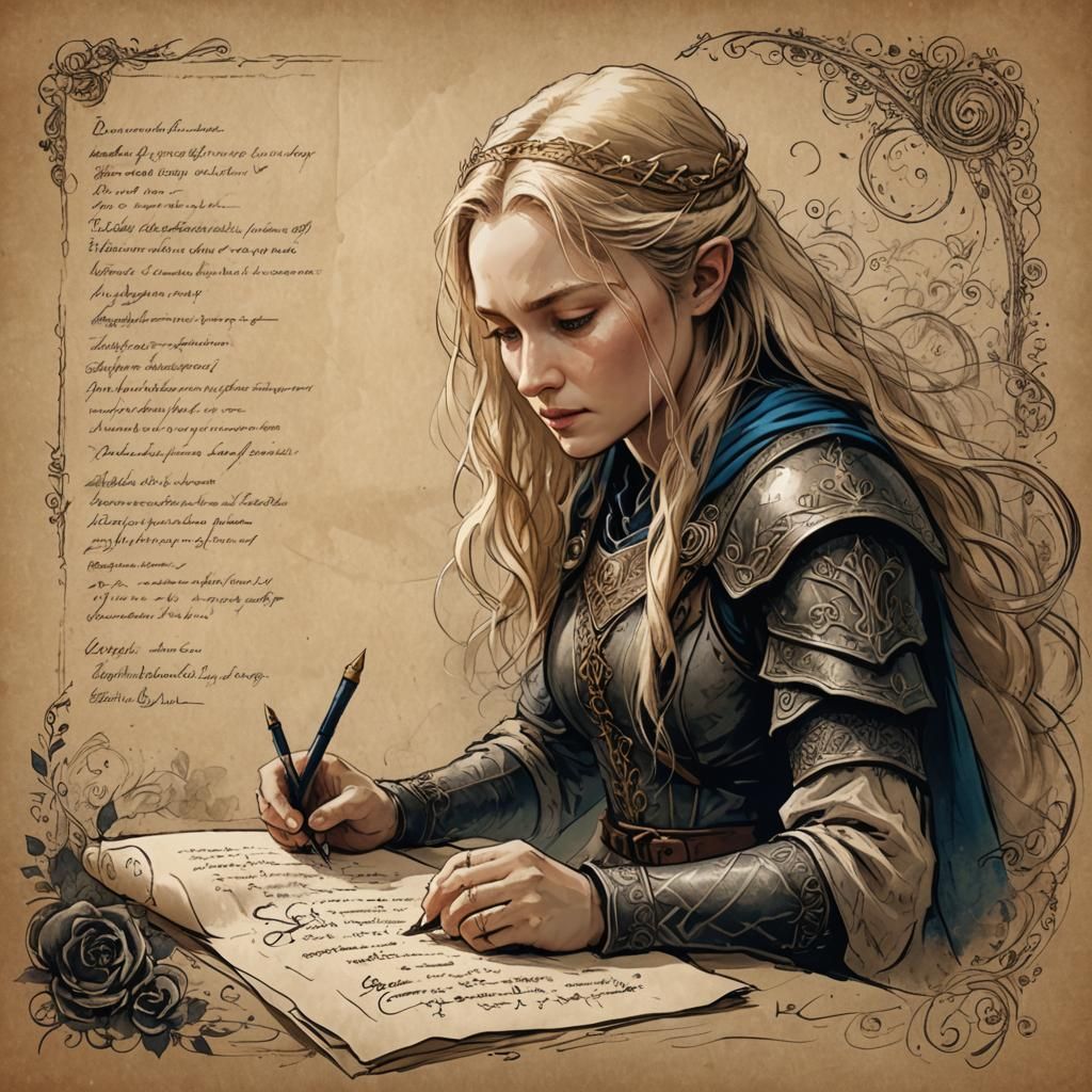Eowyn Writes 'Beautiful' in Detailed Ink Sketch