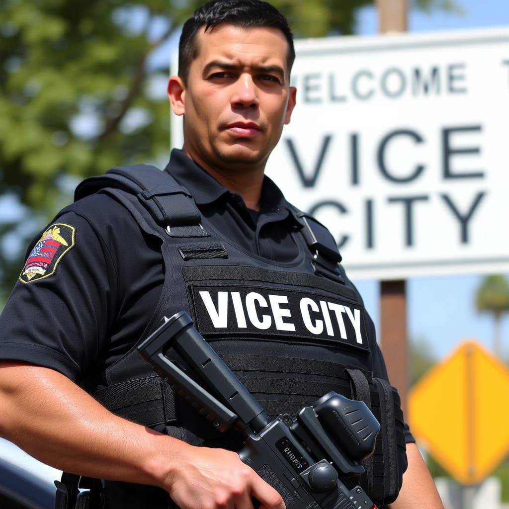 Cop in Vice City with Gun