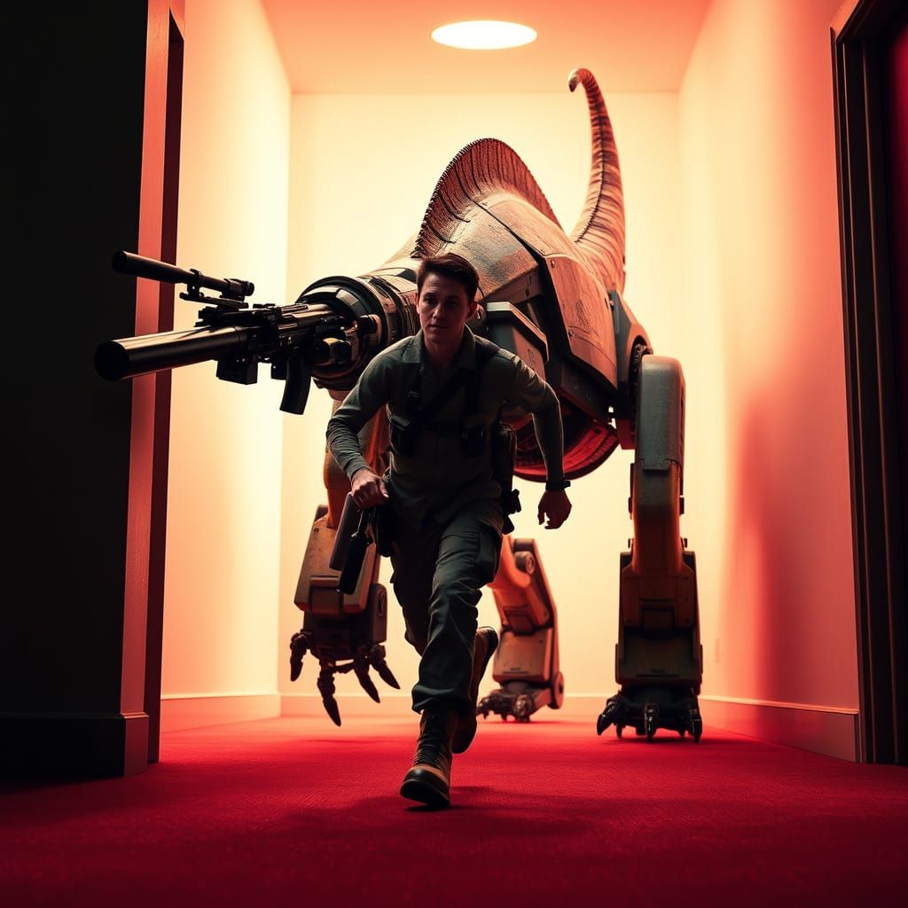 Cyberpunk Brontosaurus Bot Unleashes Fury