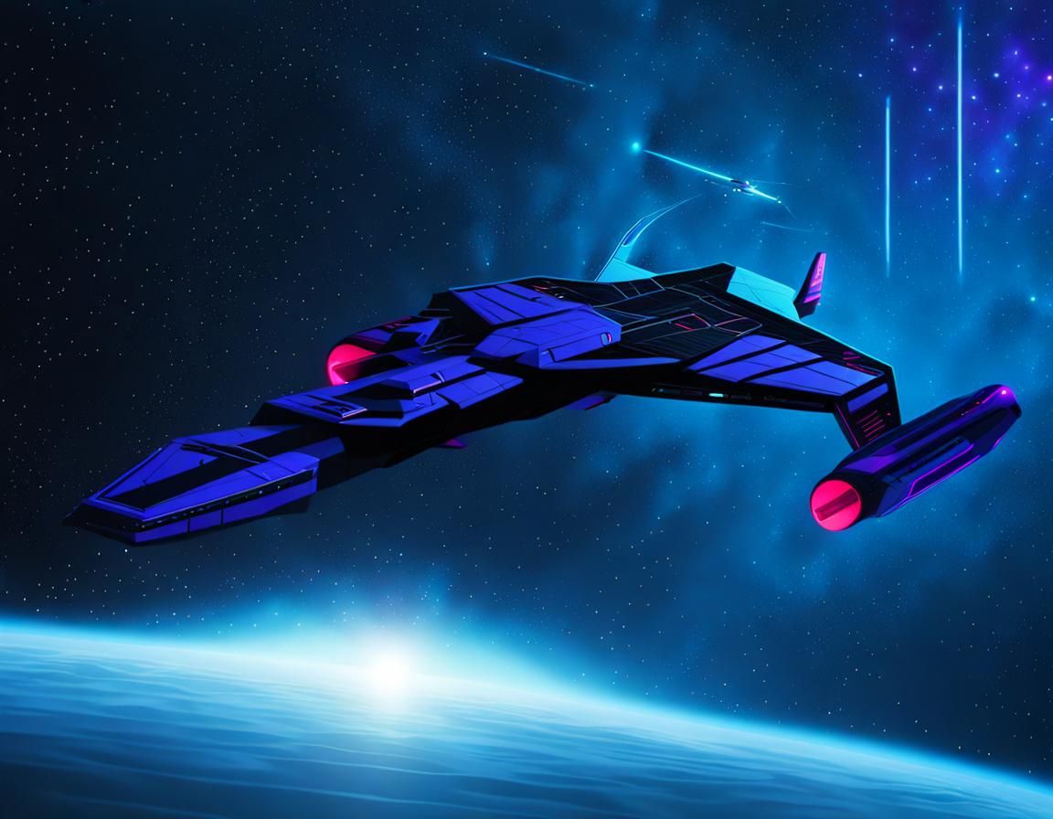 Starship in Synthwave Neon Retro Style